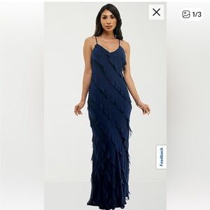 NWT ruffle navy Maxi Dress